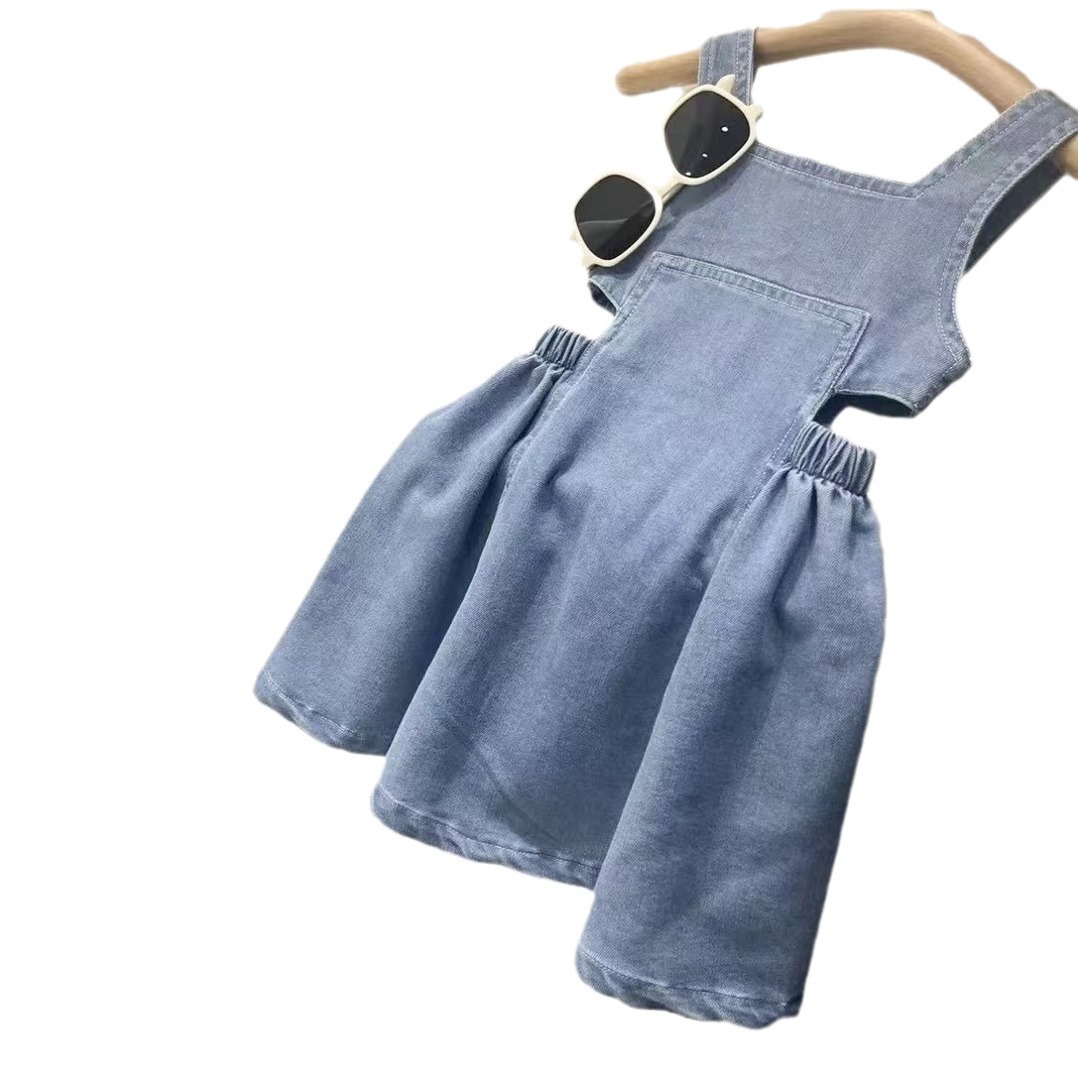 2024 Summer dress Strap Children's Wear Summer New Girls' Baby Skirt Western Style Korean Denim Skirt L55259