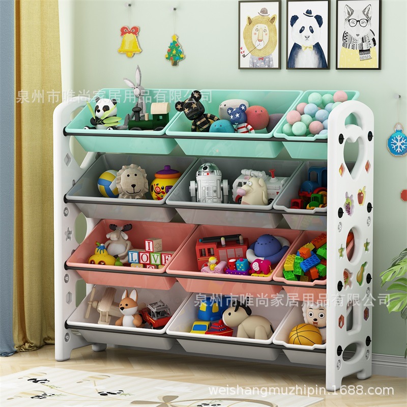 Полка для хранения игрушек, многоуровневая полка для книг с большой вместимостью
