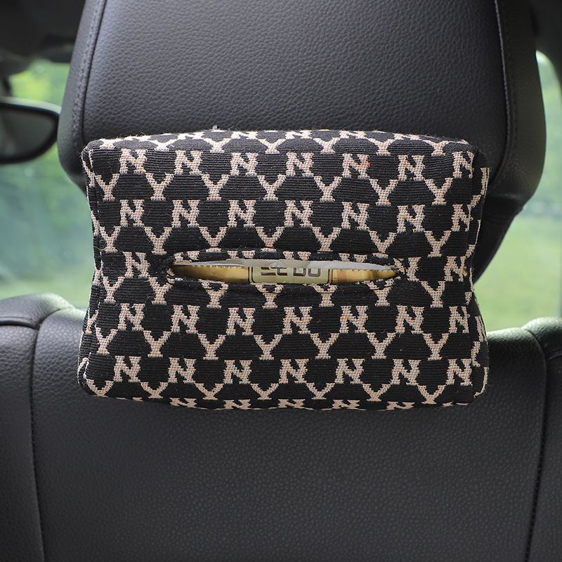 Car tissue box jacquard multifunctional car seat back-mounted tissue box Internet celebrity goddess car tissue box