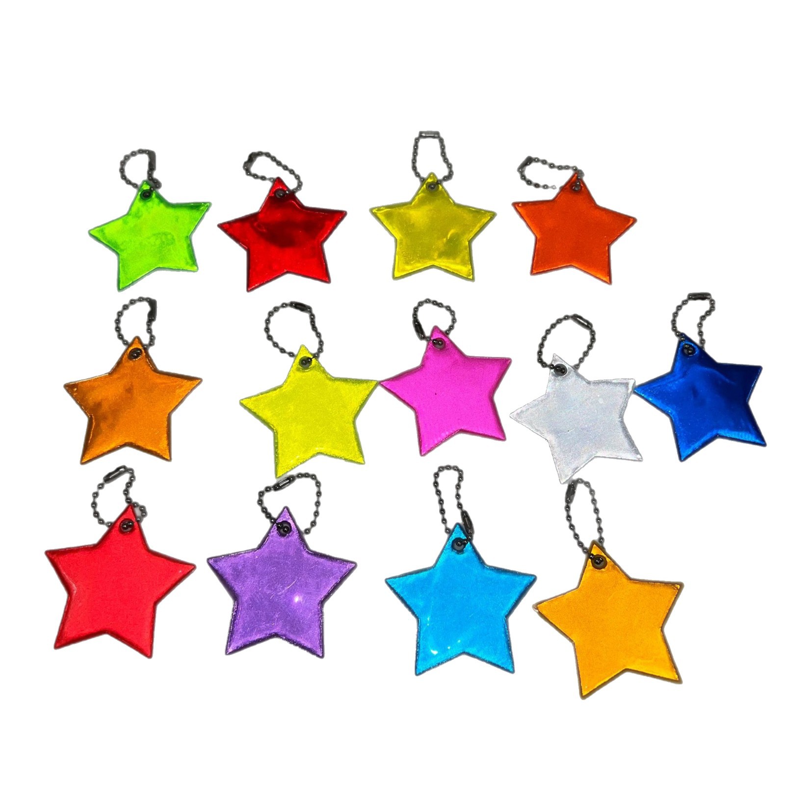 36 Colors Reflective Pendant Pvc Five-Pointed Star Customizable Logo Keychain Night Pendant School Bag Accessories X