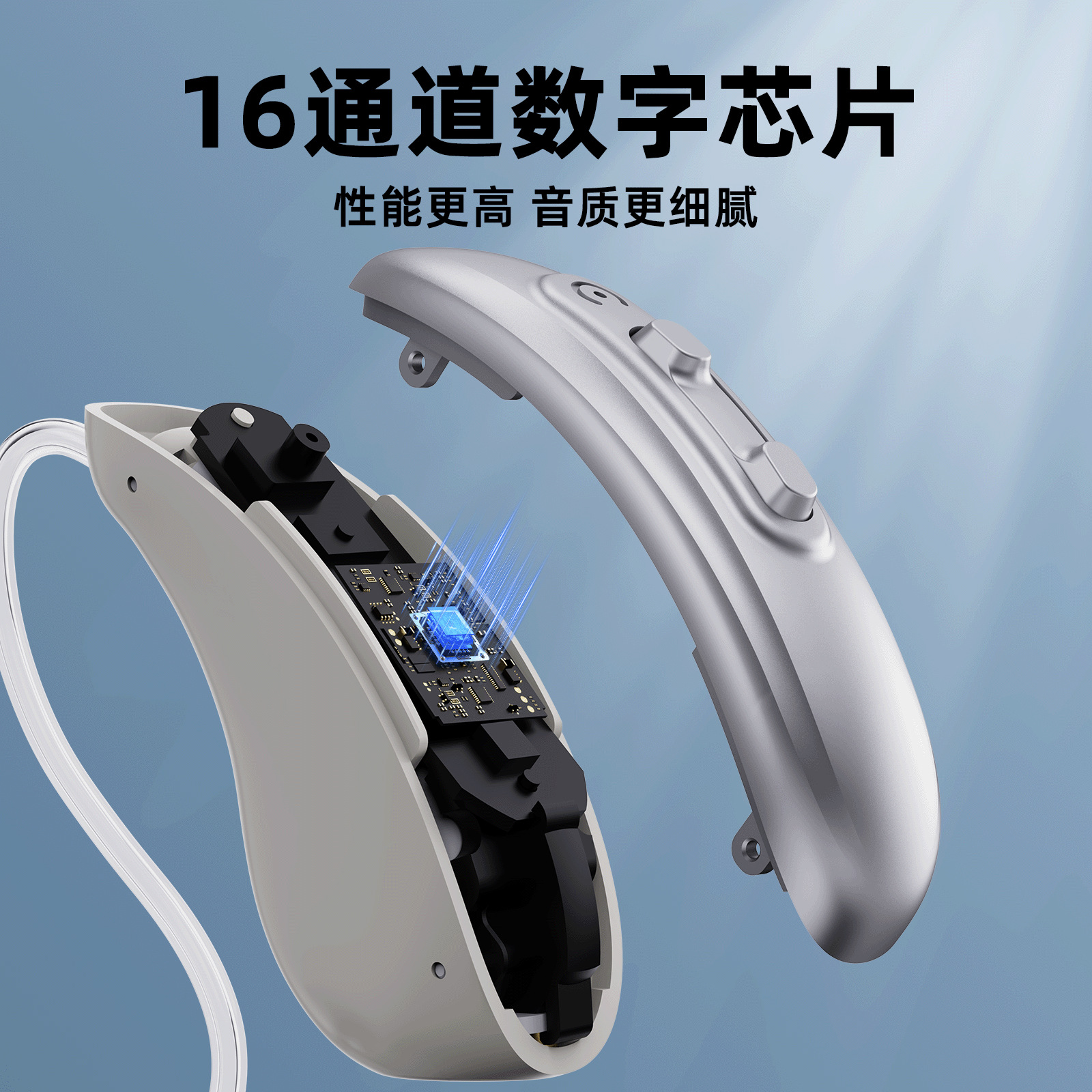 Cross-Border Behind-The-Ear Hearing Aid for the Elderly, Digital Display Uv Disinfection Charging Compartment Digital Machine 16 Channels Customized Wholesale