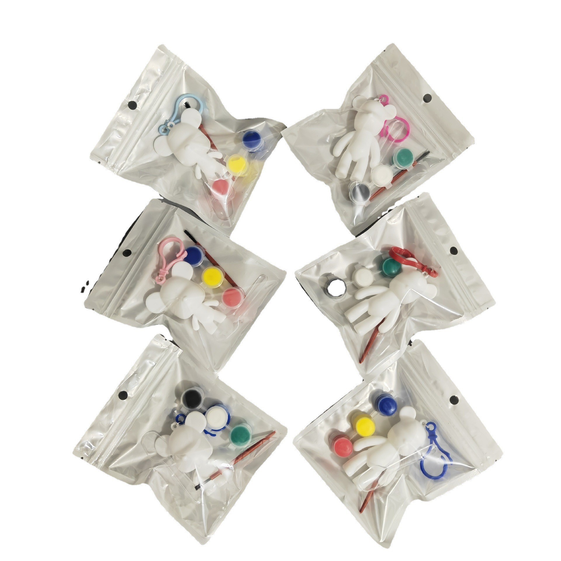 Fluid violent bear keychain box bag suit colored keychain resin gypsum plastic keychain wholesale