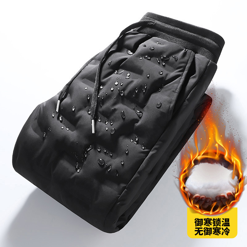 Мужские хлопковые брюки с флисовой подкладкой, утолщенные, для носки осенью и зимой, теплые, свободные, модные, защищающие от холода