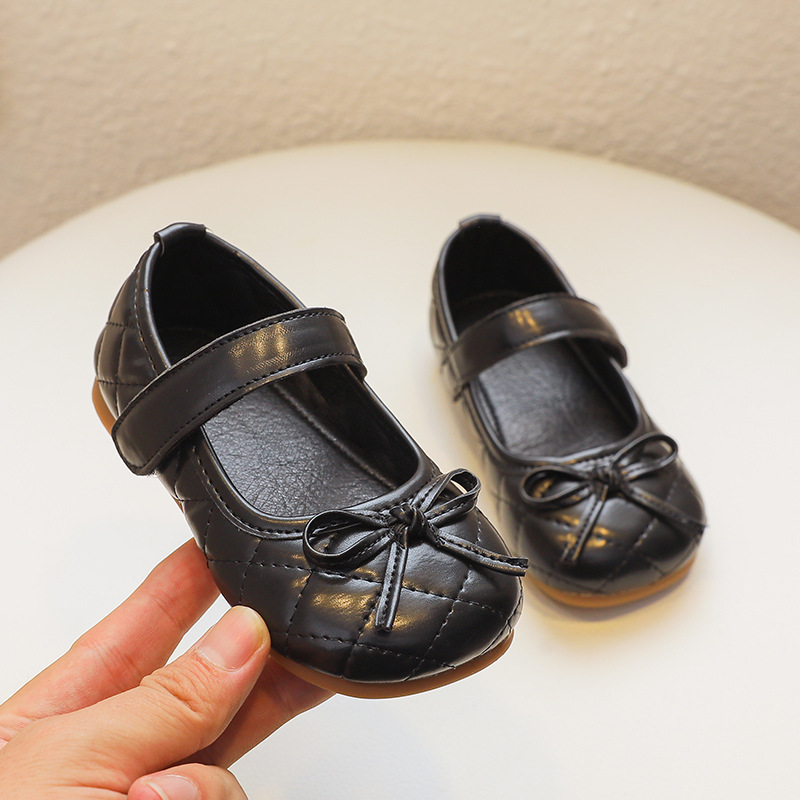 2023 Spring New Children's Shoes Wholesale Korean Style Girls Princess Shoes Bow Leather Shoes Soft Sole Single Shoes Dancing Shoes