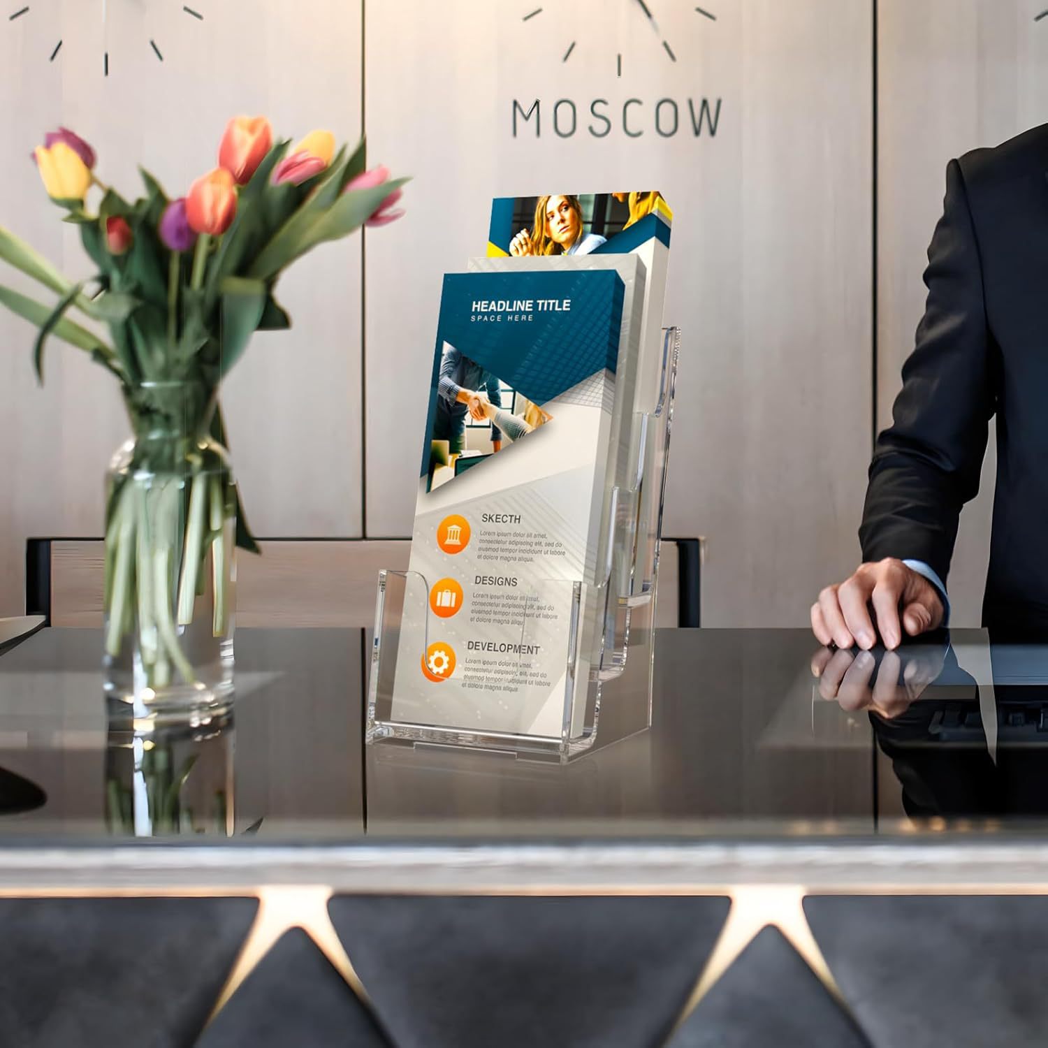 Catalog Magazine A4 Acrylic Display Rack Three-Layer Information Rack File Storage Information Box A6 Multi-Layer Book and Newspaper Rack