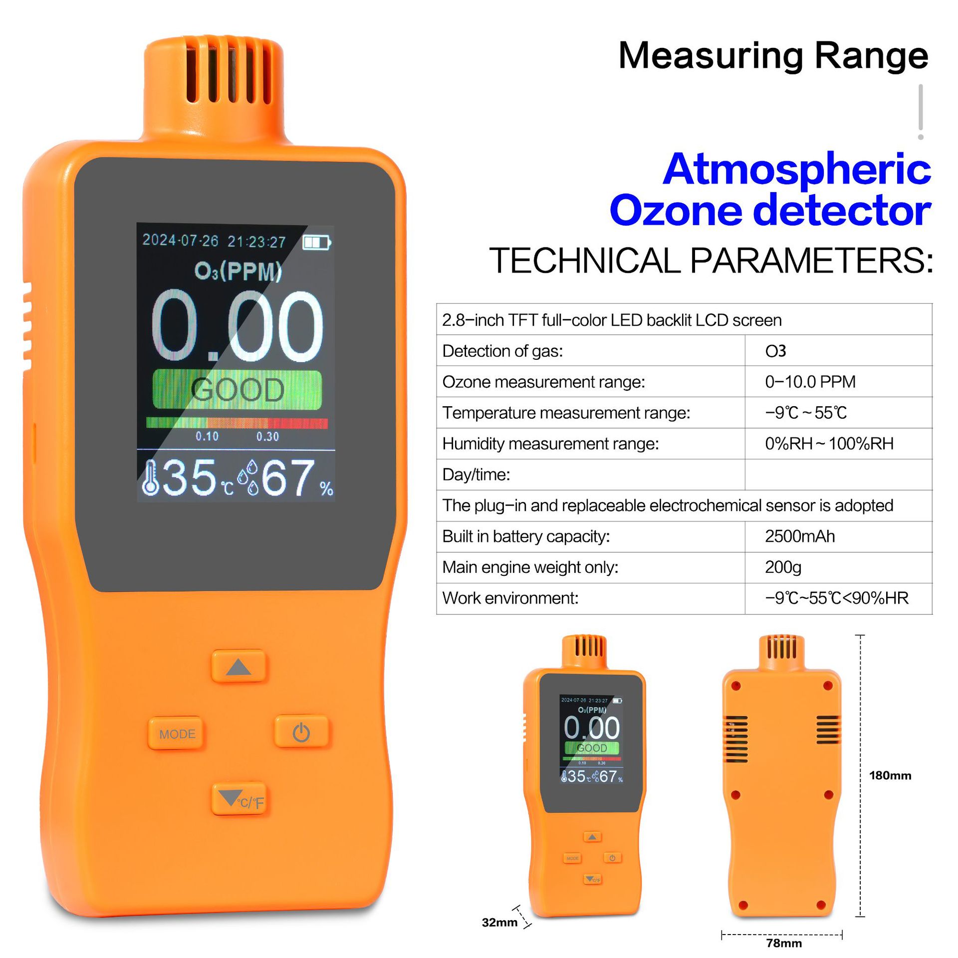 Ouchuangrui A8/K6 Oxygen Detector Ozone Detector Ammonia Detector