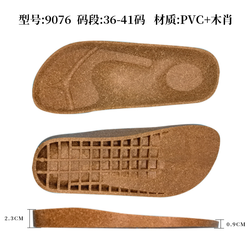 Factory Direct Sales of New Pvc Wood Sawdust-Soled Height-Increasing Thick-Soled Slip-On Birkenstock-Style Closed-Toe Slippers with Large Soles