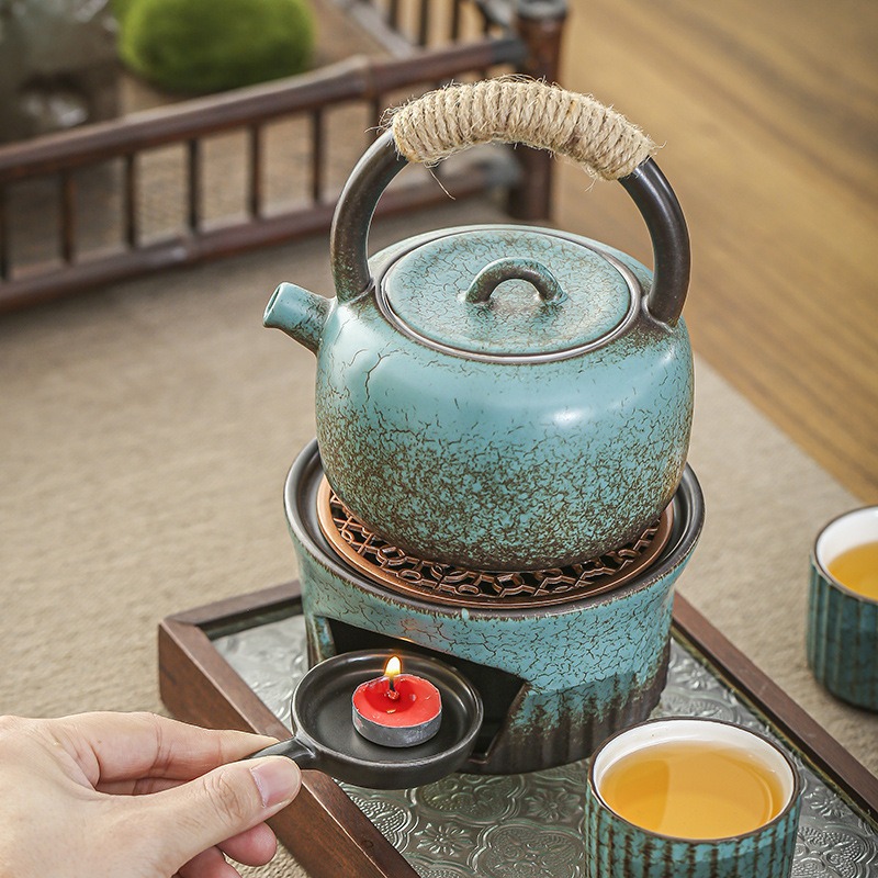 Vintage Japanese-Style Teapot with Handle, Tea Brewing Set for Home Use, Antique-Style Coarse Pottery Teapot, Kung Fu Tea Set, Tea Water Kettle
