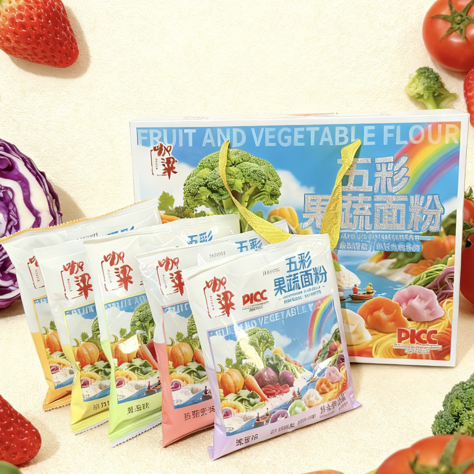 [Flour Gift Box] Colorful Fruit and Vegetable Flour Dumplings Colorful Vegetable Stone Mill Fruit and Vegetable Flour Gift Box Model Delivery