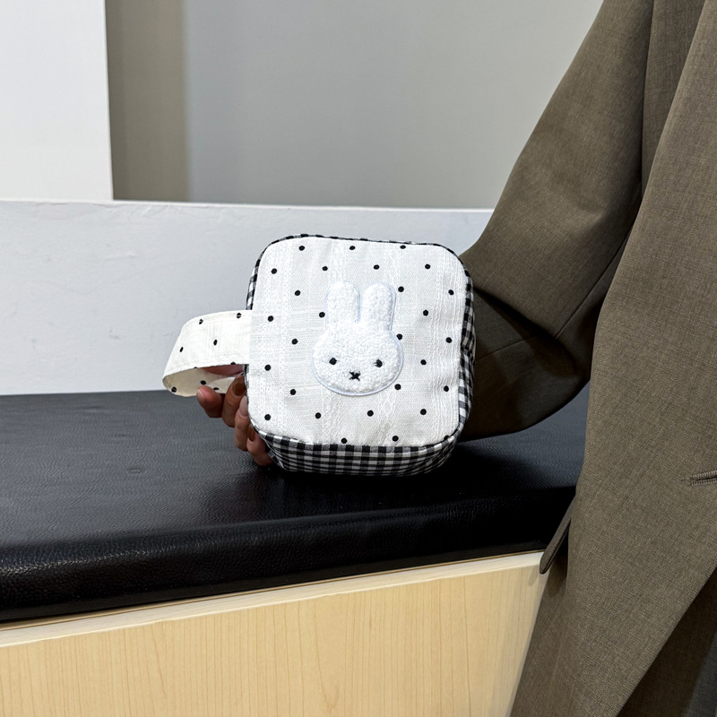 Korean Polka Dot Miffy Rabbit Handbag Ins Polaroid Storage Camera Cosmetics Bag Large Capacity Portable Cosmetic Bag