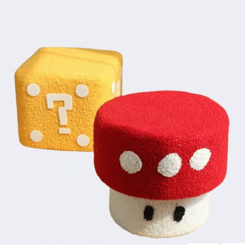 Household Small Stool Low Stool Creative Cute Living Room Shoe Changing Stool Foot Stool Plush Sitting Pier Square Stool Small Bench
