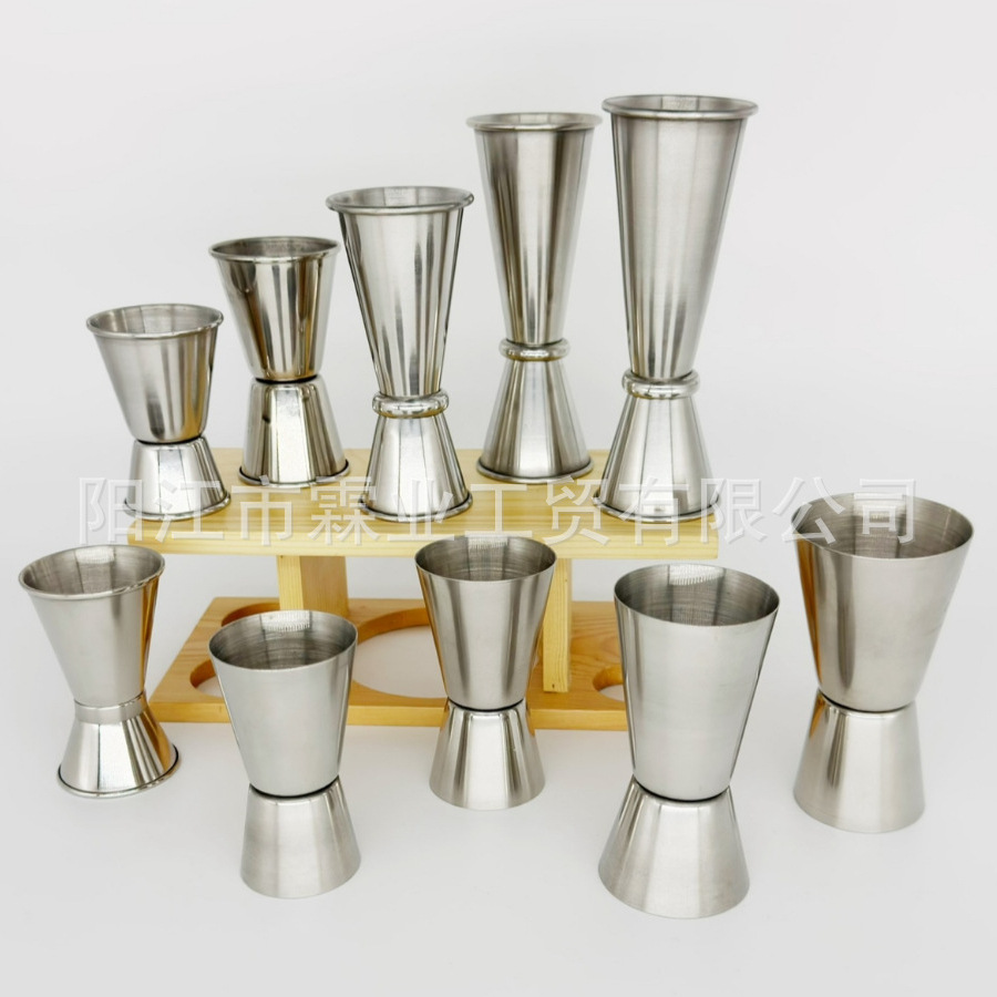 304 нержавеющая сталь двусторонняя винная мерная чашка прямой край 15/30мл унция чашка закрученный край 30/60мл винная мерная чашка