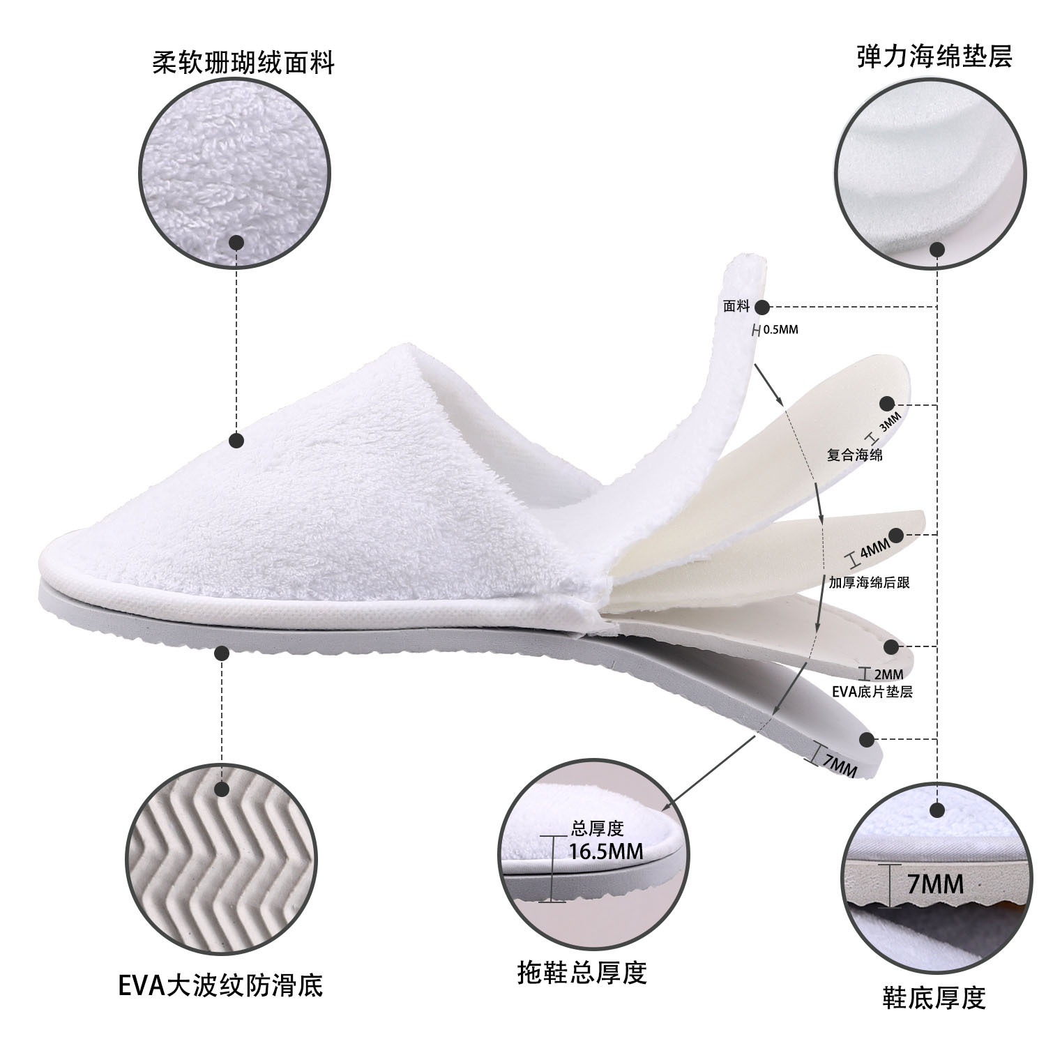 Wholesale disposable plush slippers Hotel Hotel Bed & Breakfast disposable slippers disposable brushed cloth slippers