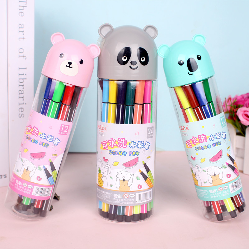 Kindergarten Large-Capacity Durable Washable Watercolor Pen Student Full Set of Painting Color Pen Set Cartoon Children's Color Pen