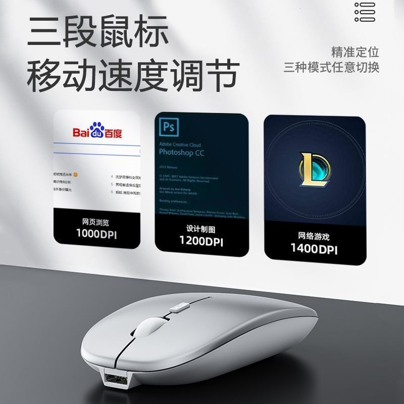 Mouse Wireless Bluetooth Mute Rechargeable Desktop Computer Laptop Tablet Office Game Universal Thin and Light