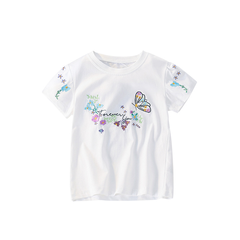 Processing and Customizing Kidsren's T-Shirts, Summer Clothes, New European and American Kidsren's Casual Short-Sleeved, Stylish Round-Neck Summer Tops