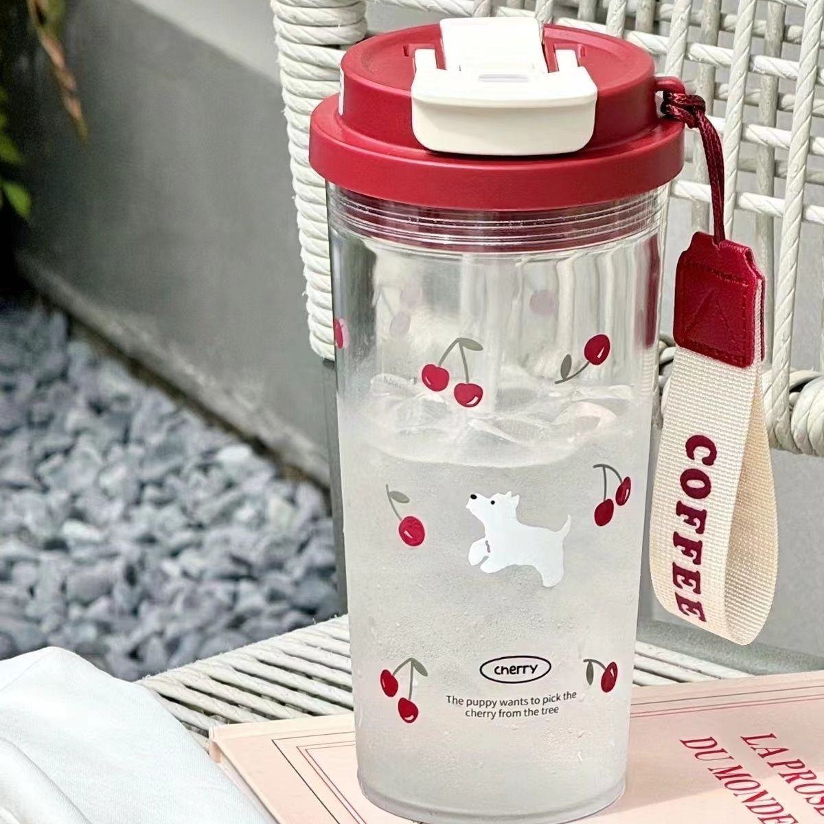 Straw Cup Student Flower Tea Cup Water Cup Girl's Handy Cup Portable Straw Plastic Cup Large Capacity Summer Cup