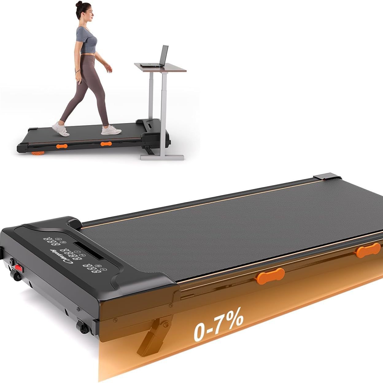 Cross-border small flat walking machine treadmill home silent fitness upgrade electric treadmill with armrest