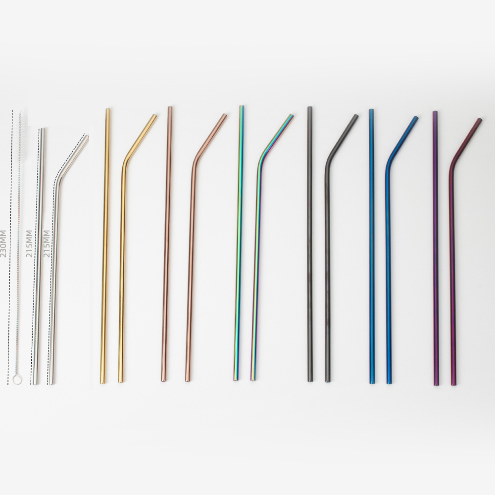 Factory Cross-Border Hot-Selling 304 Stainless Steel Straw Straight Straw Brush
