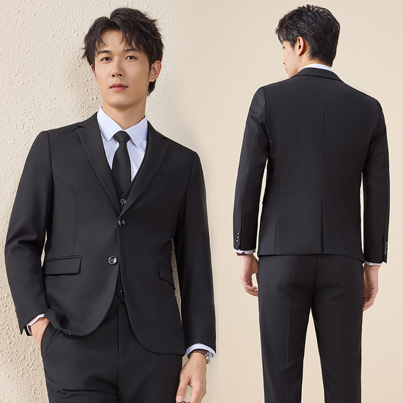 New Autumn and Winter Suit Set for Men, Large Size Black Suit, Unisex Professional Formal Wear, Groomsmen Suit, Workwear
