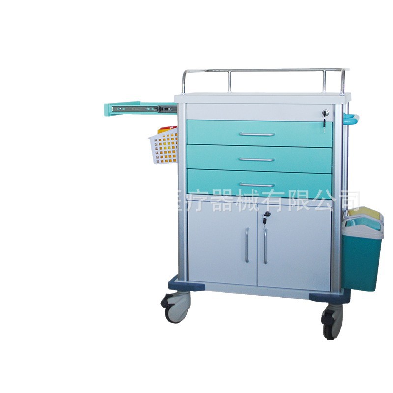 Color Steel Nurse Infusion Cart Multi-Functional Treatment and Care Cart Emergency Medicine Rescue Cart Medical Medicine Delivery Cart