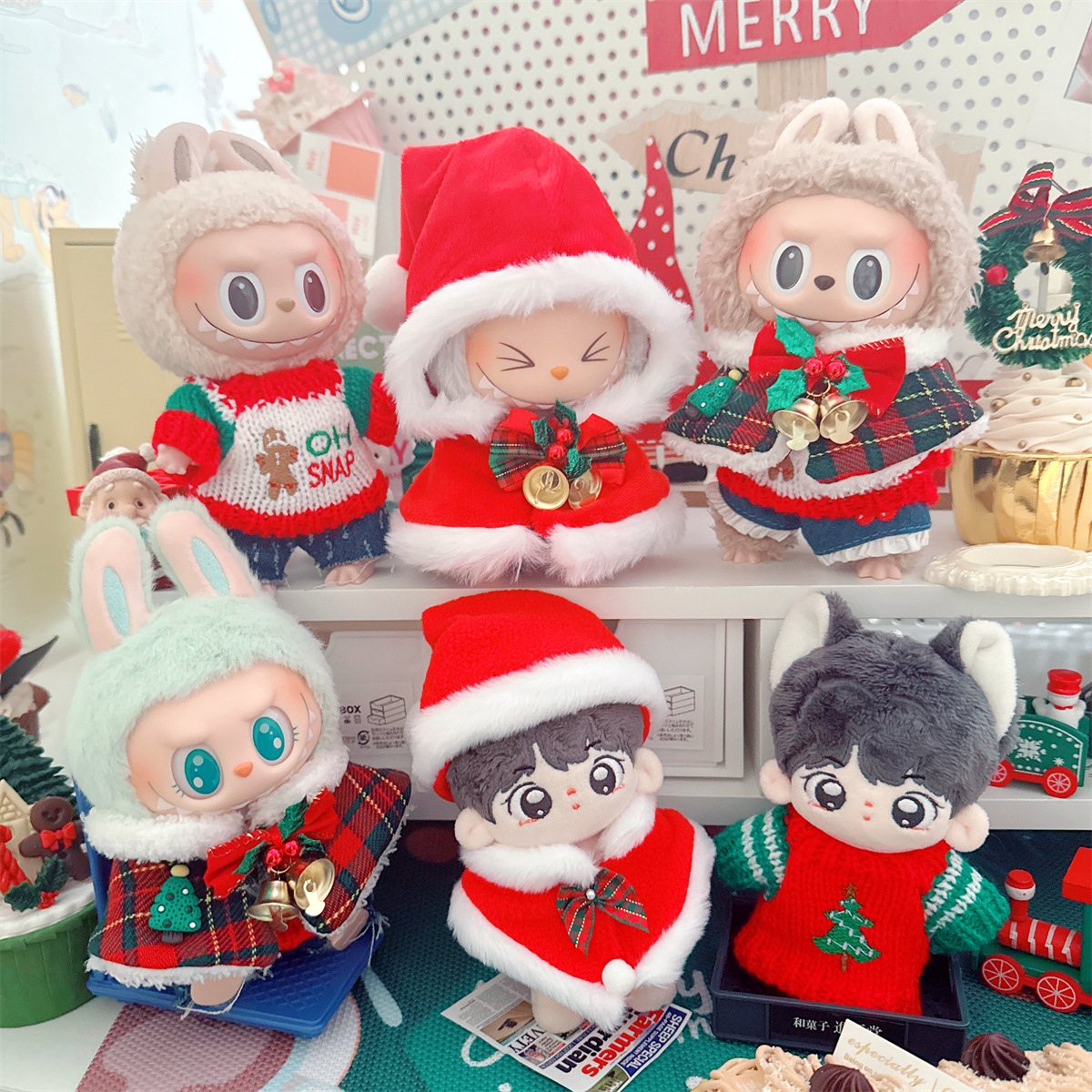 10cm doll coat 15cm cotton doll one or two generations of Rab Christmas tree shawl cape Christmas hat