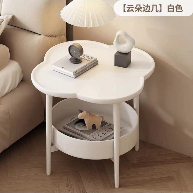 Креативный боковой столик Облачный малый кофейный столик простой двухслойный круглый стол для гостиной мобильная полка кремового стиля