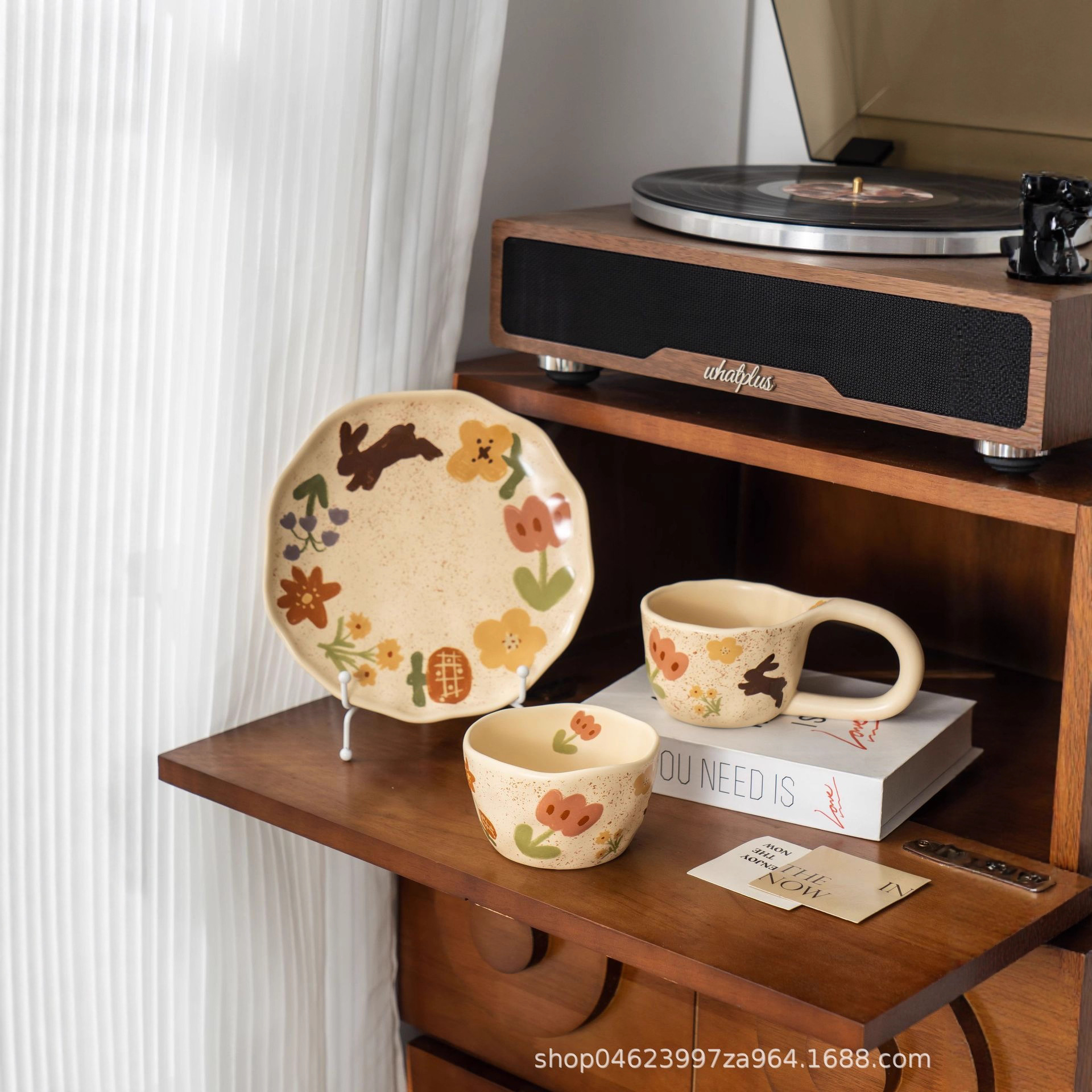 Creative Graffiti Tableware Ceramic Plate Rice Bowl High-Value Retro Tall Mug Creative Office Water Cup