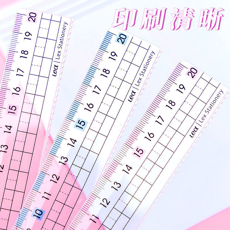 Students use myopia prevention straight ruler with wavy line transparent 15cm/18cm exam drawing scribing scale