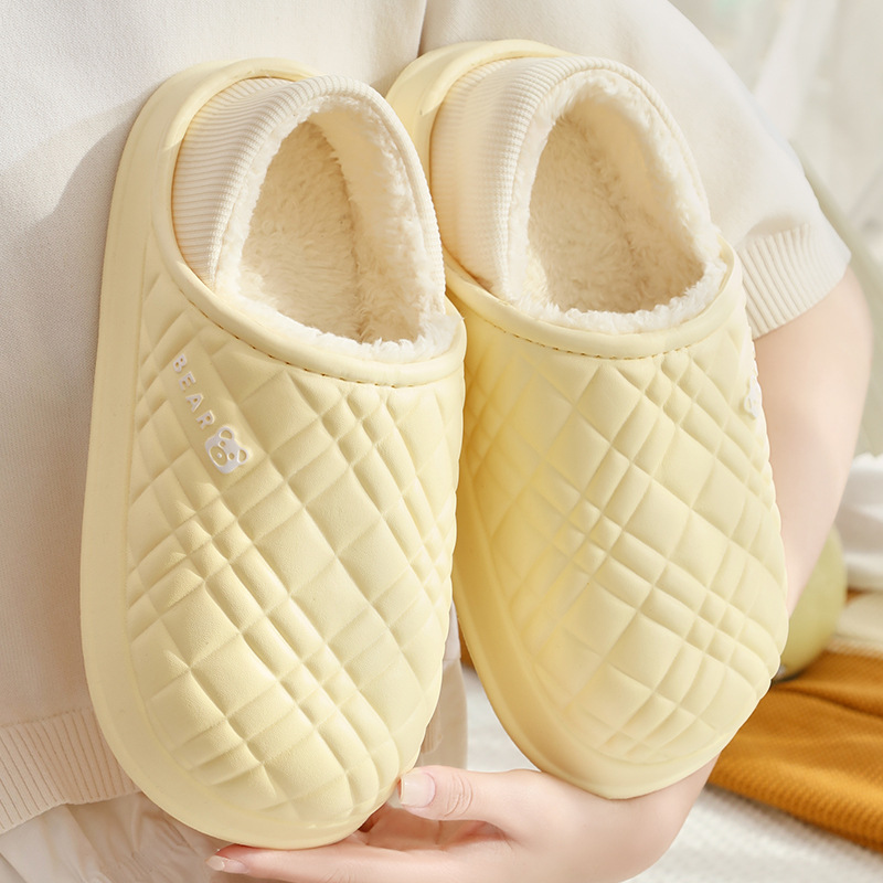 New Style Waterproof Quilted Cotton Slippers for Men, Autumn and Winter Indoor and Home Thick-Soled Non-Slip Cotton Slippers for Women