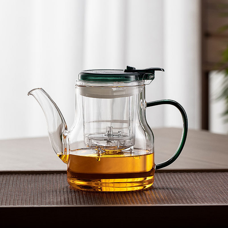 High temperature resistant household piaoyi pot tea separation tea set tea filter advanced smoky gray high boron glass tea maker