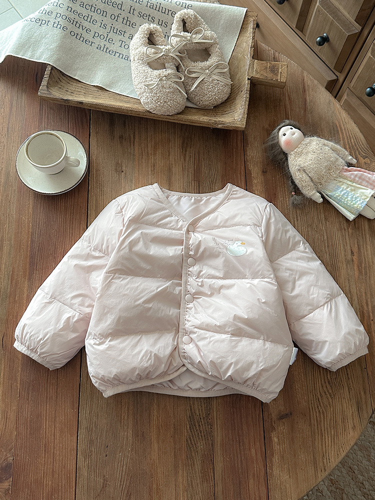 Girls' down Jacket 2025 New Stylish Autumn and Winter Baby Girl 90% White Duck down Coat Infant Warm A-Class