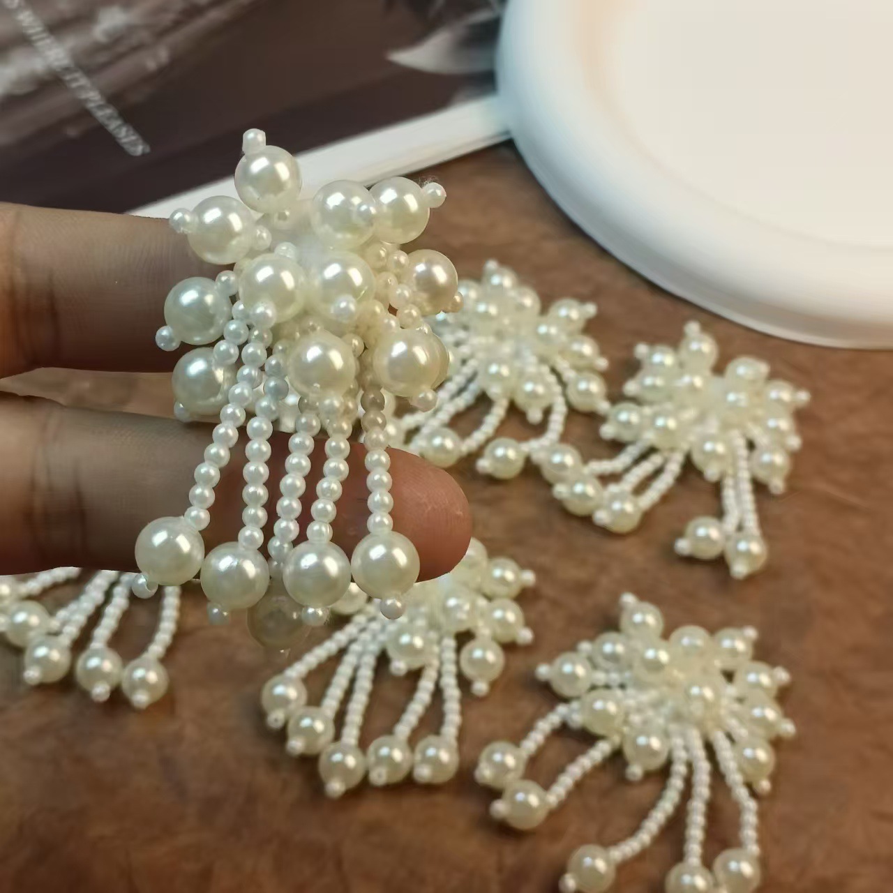 Semi-finished Accessories Handmade Beaded Cloth Stickers Antique Hanfu Shoe Flower Accessories Shoe Clothing Corsage Pearl Tassel Accessories