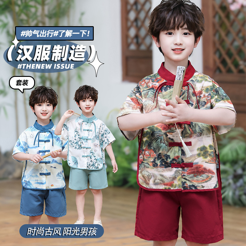 Children's Thin New Holiday Performance Costumes for Boys and Girls, Tang Suits, Han Dynasty, Chinese Style Ancient Costumes, Ethnic Costumes