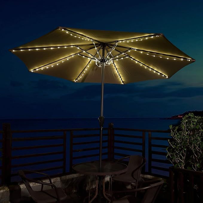 Outdoor Led Light String Parasol Can Turn Courtyard Leisure Home Sun Protection Balcony Center Column Umbrella Wholesale Stall