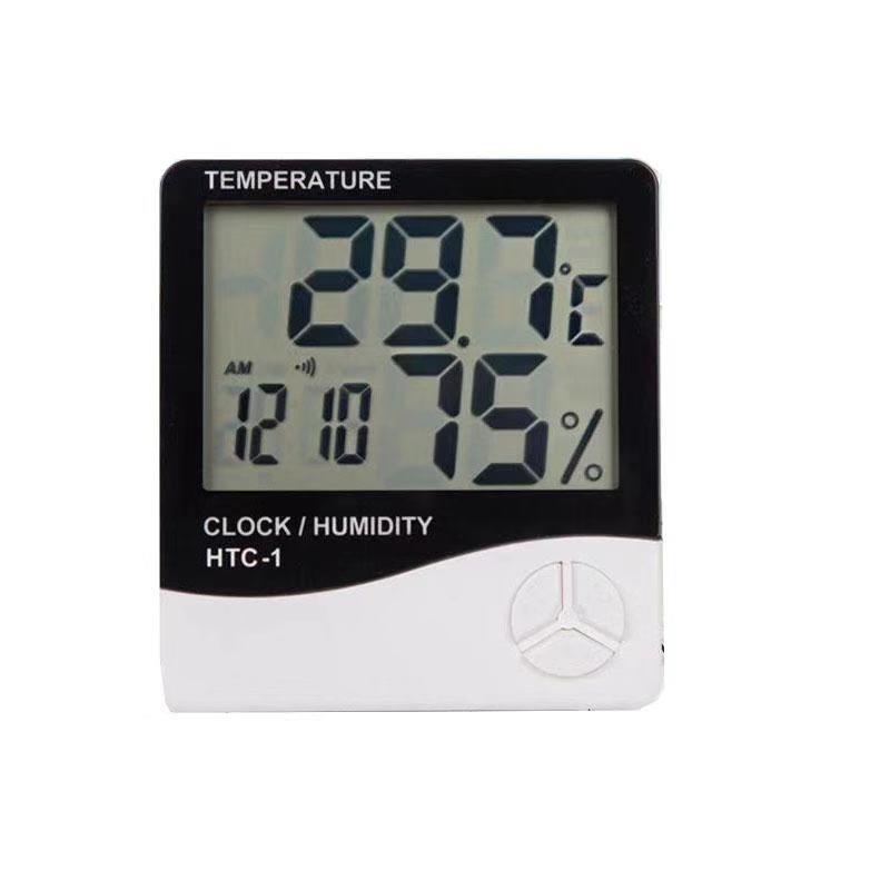 Htc-1 Household Digital Temperature and Humidity Meter Indoor Digital Display Temperature and Humidity Meter Large Screen Alarm Clock Temperature and Humidity Meter