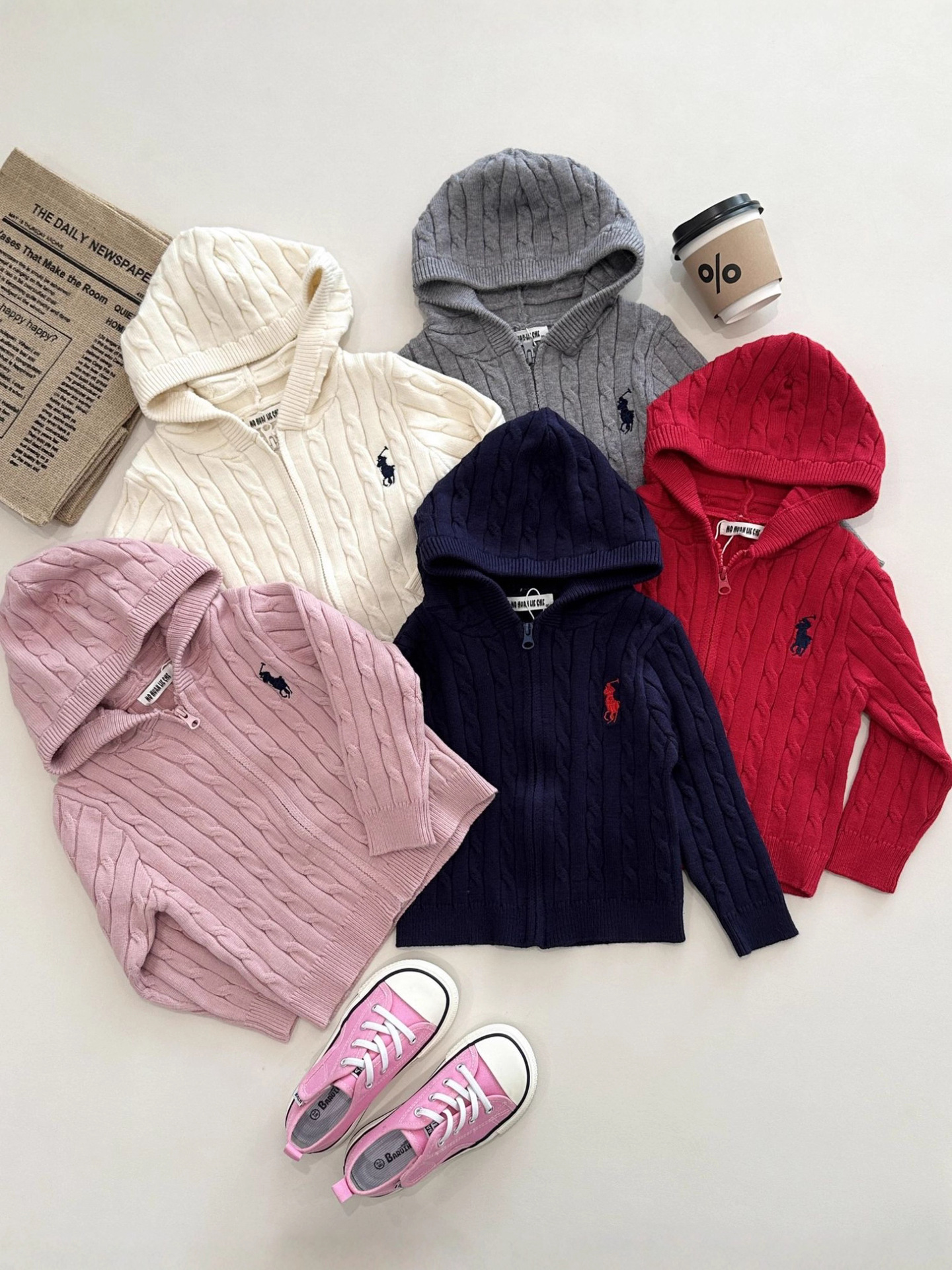 Autumn and Winter New Korean Style Cartoon Embroider Fashionable Zipper Hat Knitwear for Boys and Girls 25806