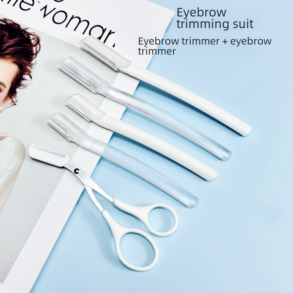 Beginners eyebrow trimming knife set safety macro eyebrow trimming knife stainless steel blade shaving knife beauty makeup tools wholesale