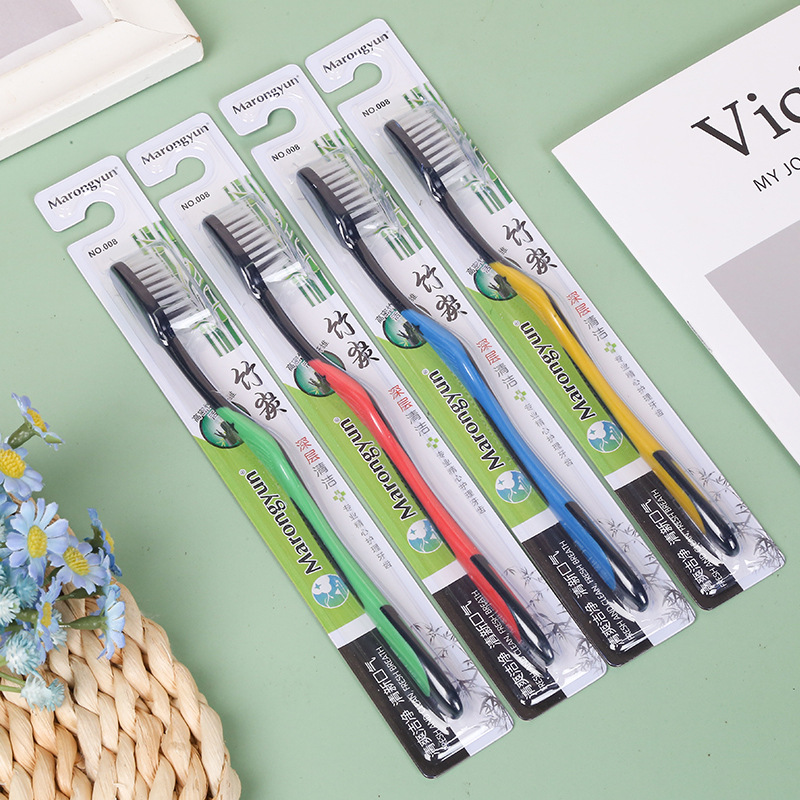 Household Single Soft Fine-Bristled Cleaning Toothbrush Adult Soft-Bristled Bamboo Charcoal Toothbrush Men and Women Little Doctor Soft-Bristled Toothbrush