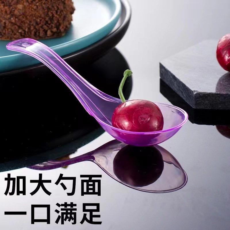 Crystal hard 808 disposable spoon wholesale takeaway packaging thickened plastic spoon fast food commercial transparent spoon