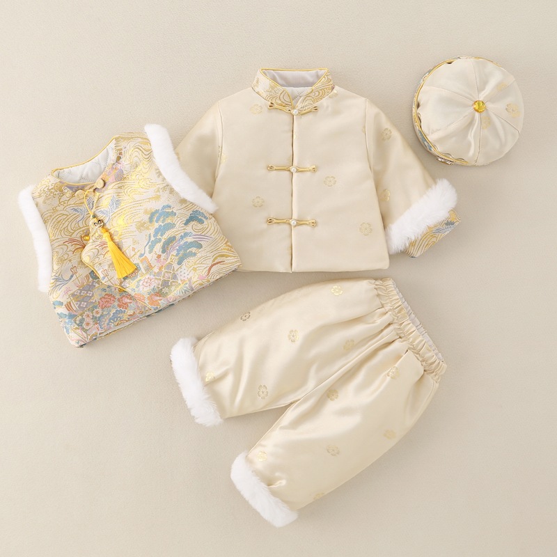 Boys' One-Year-Old Dress 2025 New Birthday Baby Boy's Birthday New Chinese Style Winter Clothing Festive Suit 100-Day Tang Suit