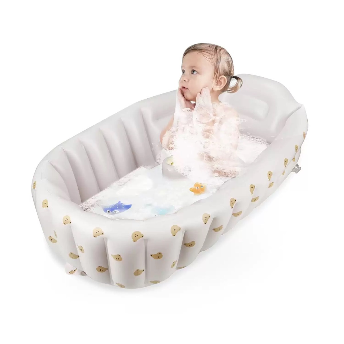 Инс Популярный Оливковый Сердечный Медведь Клубничный Тюльпан Медведь Голова Ванна Надувная Ванна для Детей