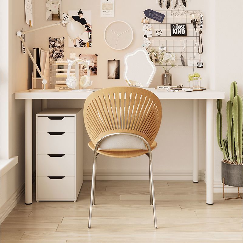 Computer Desk Rental House Study Small White Desk Anti-Collision Rounded Corner Home Study Desk Ins Style Writing Desk Rectangular Table