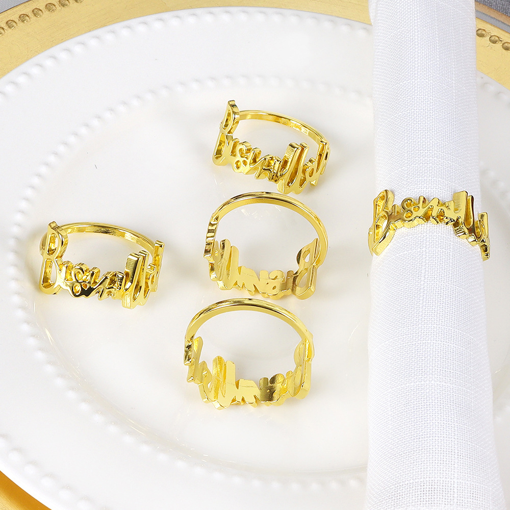 Европейское и американское креативное кольцо для салфеток с пустотелыми буквами, праздничное банкетное оформление, столовая для западных ресторанов, оптовая продажа