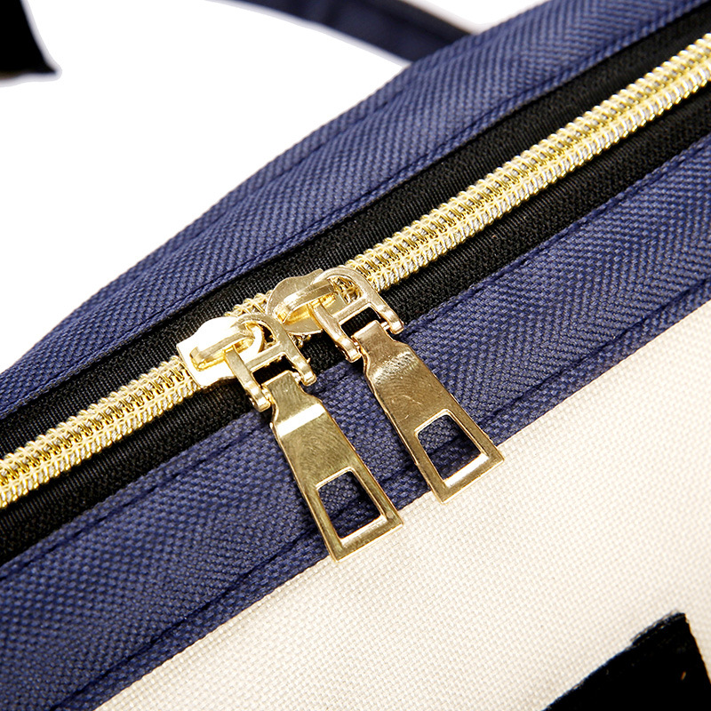 Mommy Bag New Fashionable Milk Storage Satchel Canvas Color Matching Backpack Women's Bag Mommy Bottle Bag Large Capacity