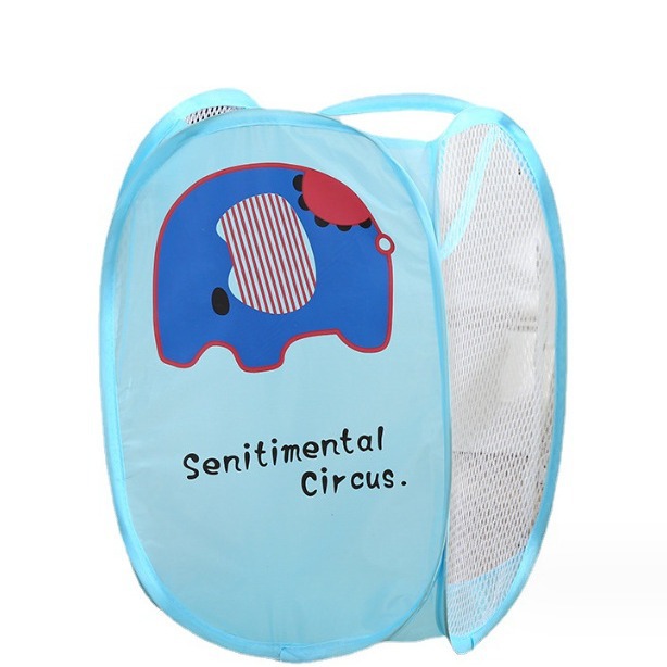 New Printed Cartoon Dirty Clothes Basket Folding Wholesale Storage Laundry Basket Nylon Mesh Dirty Clothes Lou