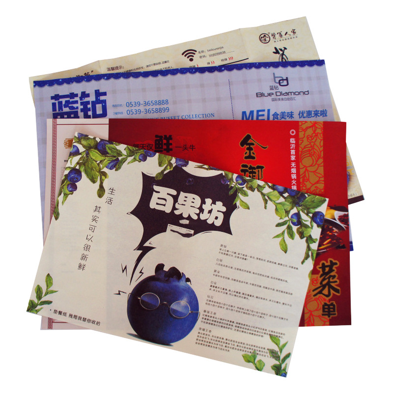 Lightly Customized Bag Design Disposable Placemat Paper Oil-Proof Paper Plate Paper Grease-Proof Paper Menu Paper Burger Mat Oil-Resistant