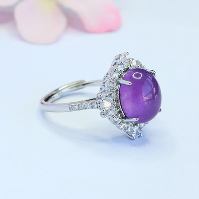 Juanyu Natural Amethyst Claw Setting Ring Gemstone Ring Douyin Kuaishou Live E-Commerce Wholesale S5111802L