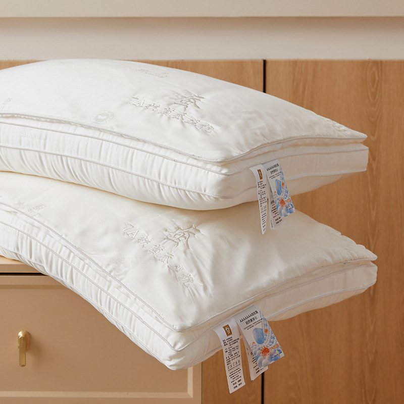 Подушка из шелка класса A с вышивкой, трехмерное сердечник из шелка Тусса, мягкий, с возвратом формы, не сплющивается, домашняя подушка из перьев и шелка, подушка для сна