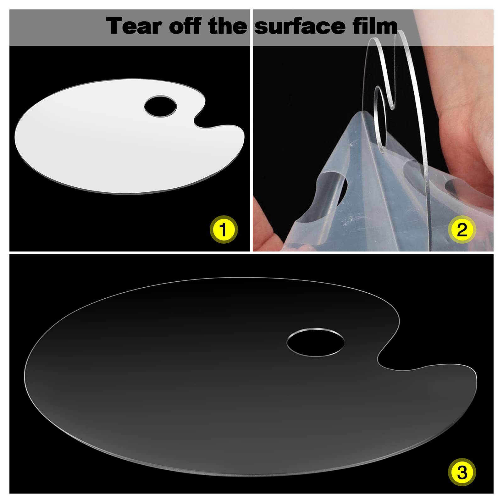 Cross border DIY oil painting watercolor with thumb hole pigment palette art painting plate acrylic transparent palette